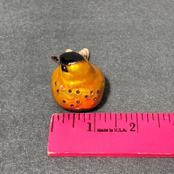 Gold Finch Bird Jeweled Enamel Trinket Box - Picture 8 of 8